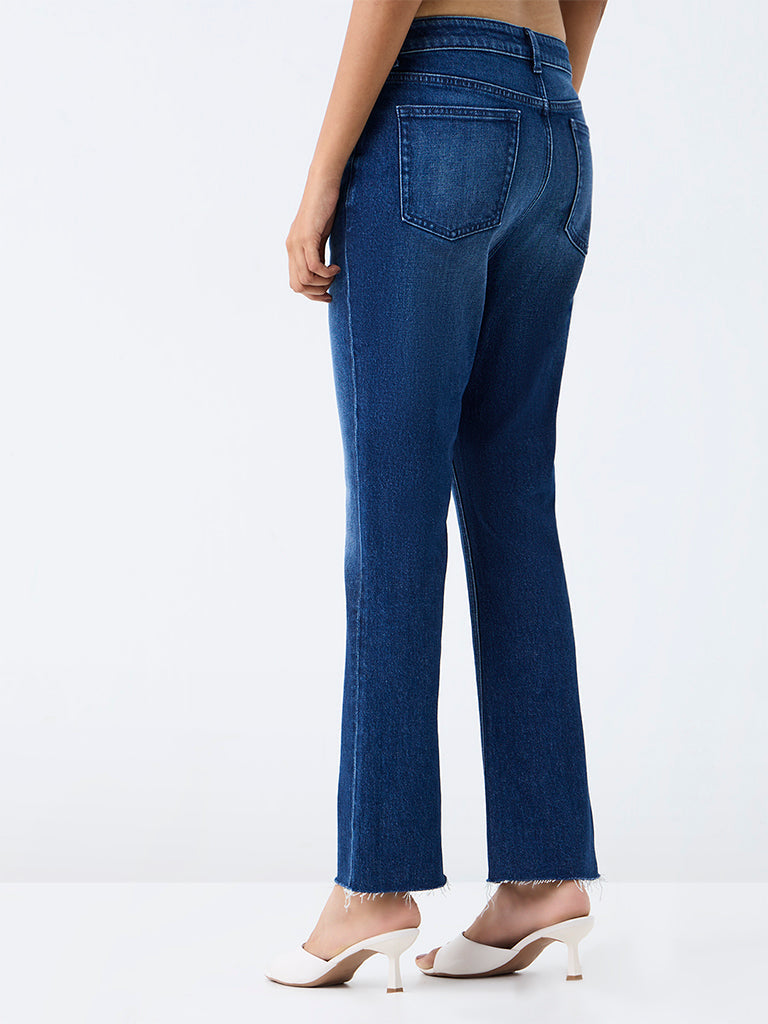 LOV Blue-Wash High-Waist Flared Fit Jeans