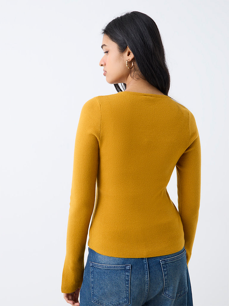 LOV Mustard Knitted Top with Cardigan Set