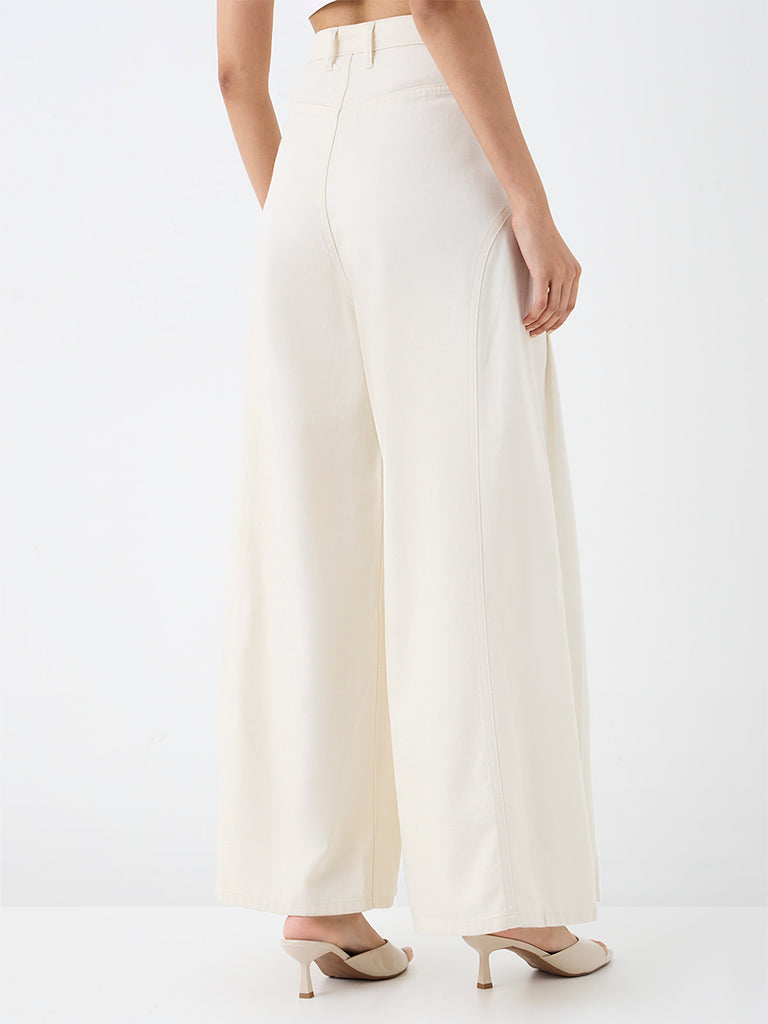 LOV Off-White Wide-Leg High-Rise Jeans