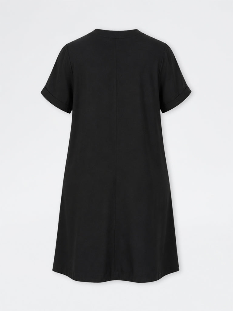 Gia Black Floral Detailed A-Line Dress