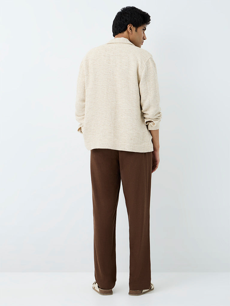 ETA Brown Solid Relaxed-Fit Mid-Rise Chinos