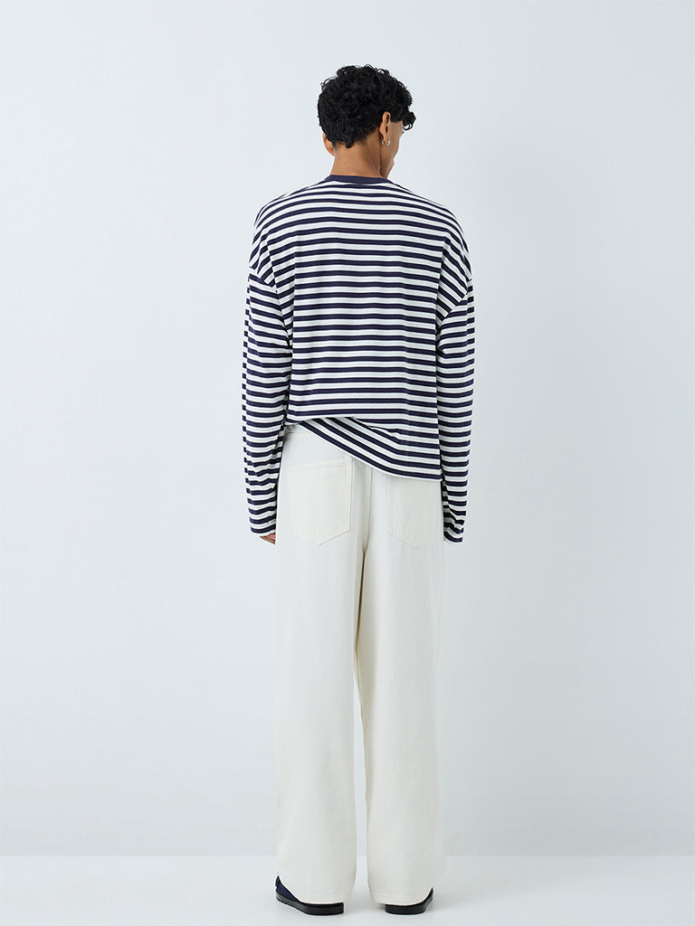 Nuon Off-White Relaxed-Fit Mid-Rise Jeans