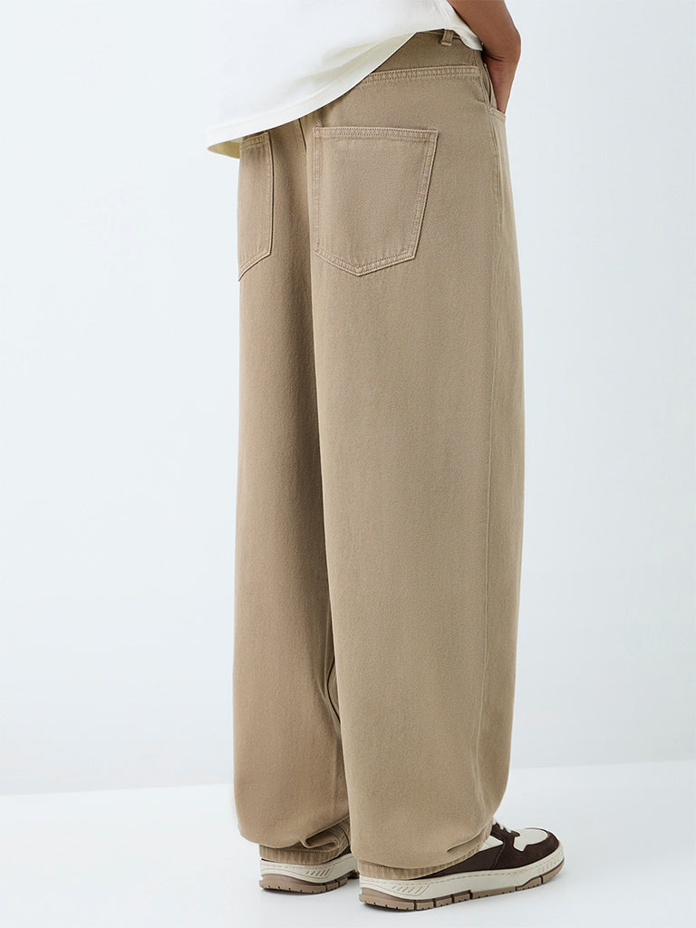 Nuon Dark Taupe Skater-Fit Mid-Rise Jeans