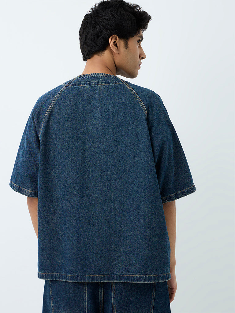 Nuon Blue Washed Relaxed-Fit Denim Shirt