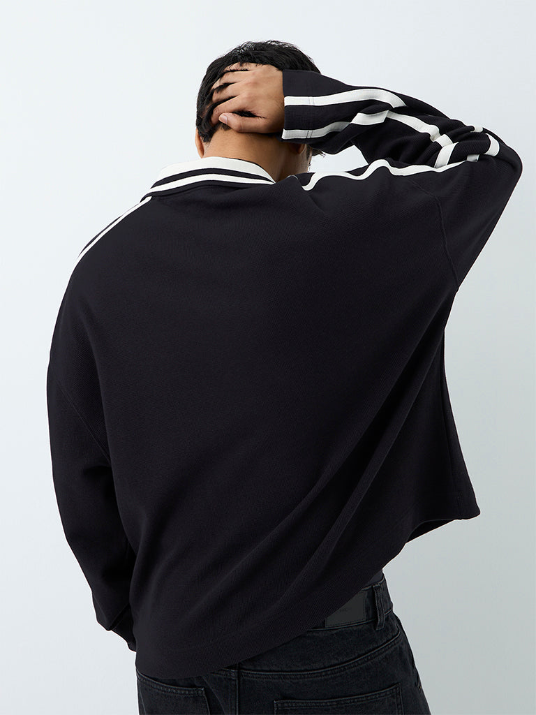 Nuon Black Text Embossed Oversized Cotton T-Shirt