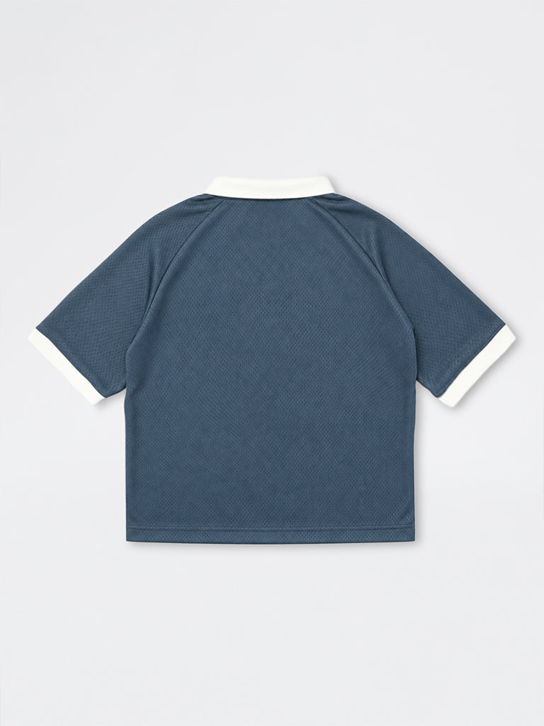 Boys Navy Japanese Text Printed T-Shirt