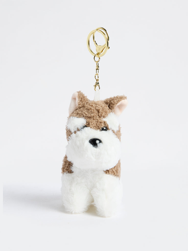 Y&F Kids Girls White Dog Soft Toy Keychain