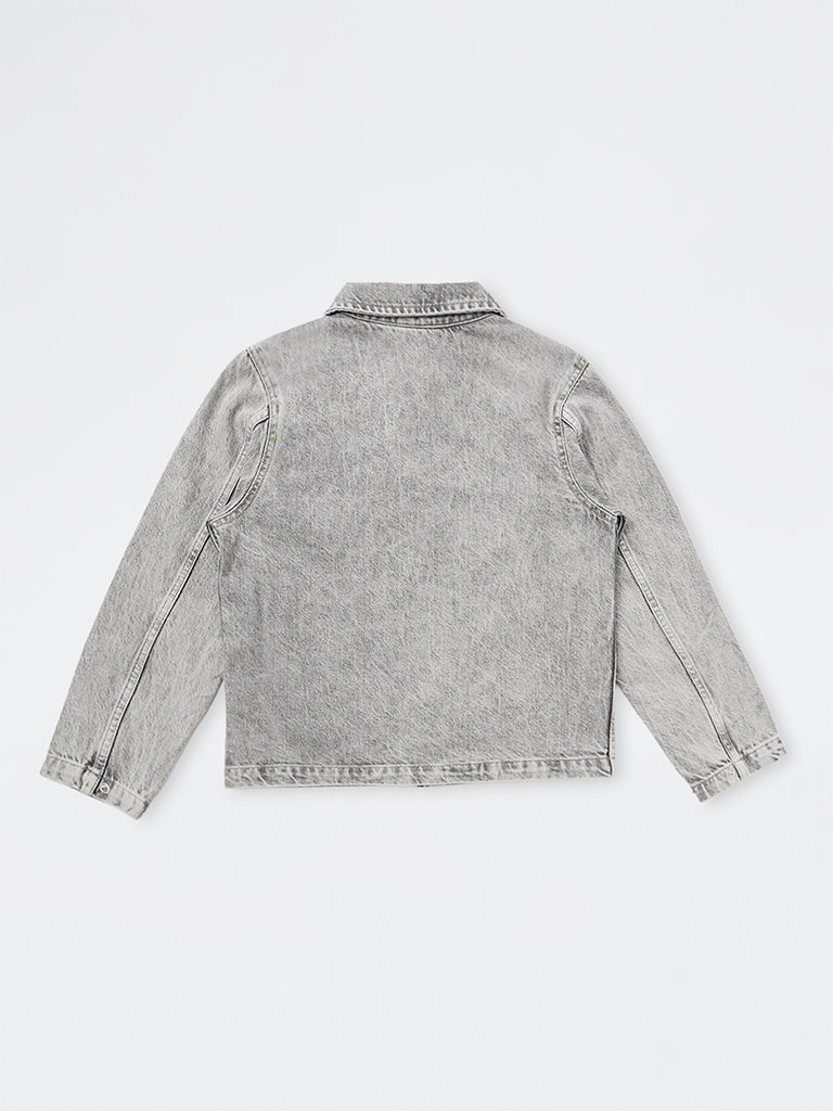 Boys Grey Washed Denim Shirt