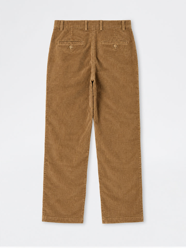 WES Casuals Beige Corduroy Relaxed-Fit Mid-Rise Cotton-Blend Chinos