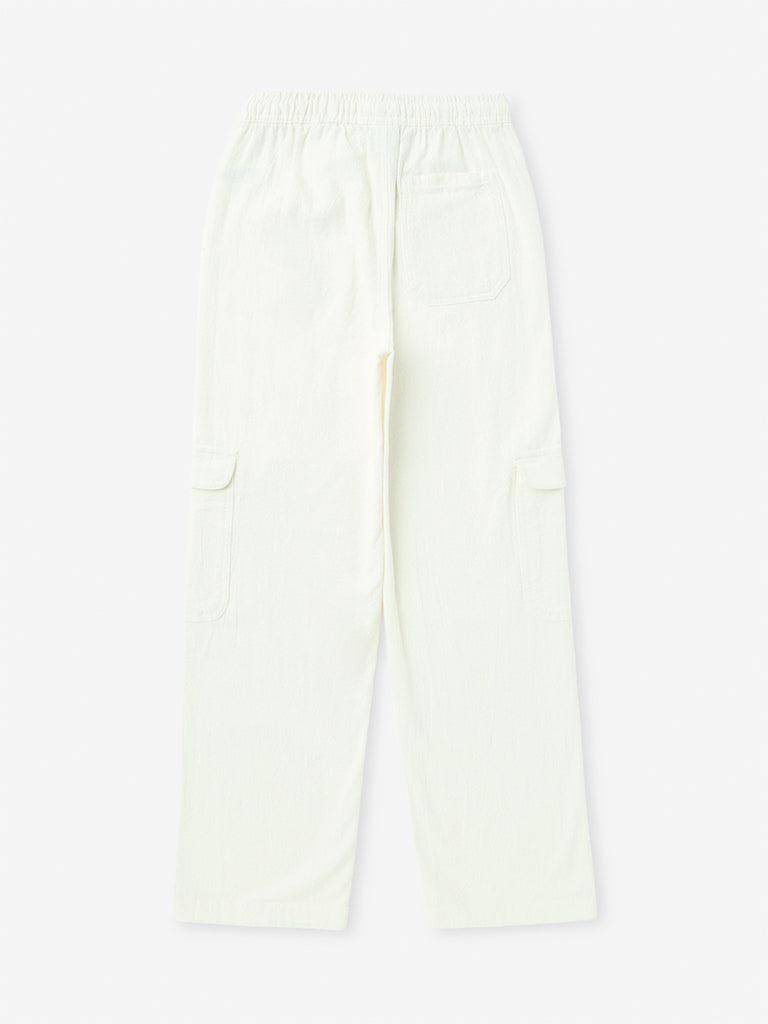 Boys Off-White Cargo-Style Mid-Rise Cotton Pants