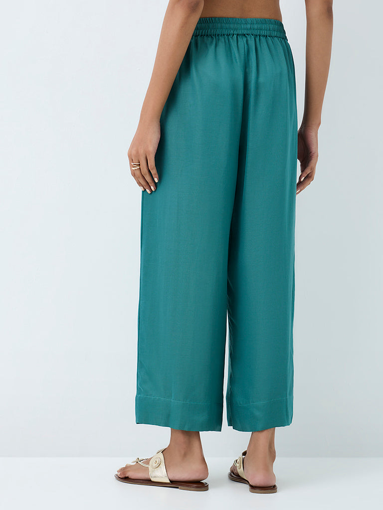 Zuba Teal Solid Pants