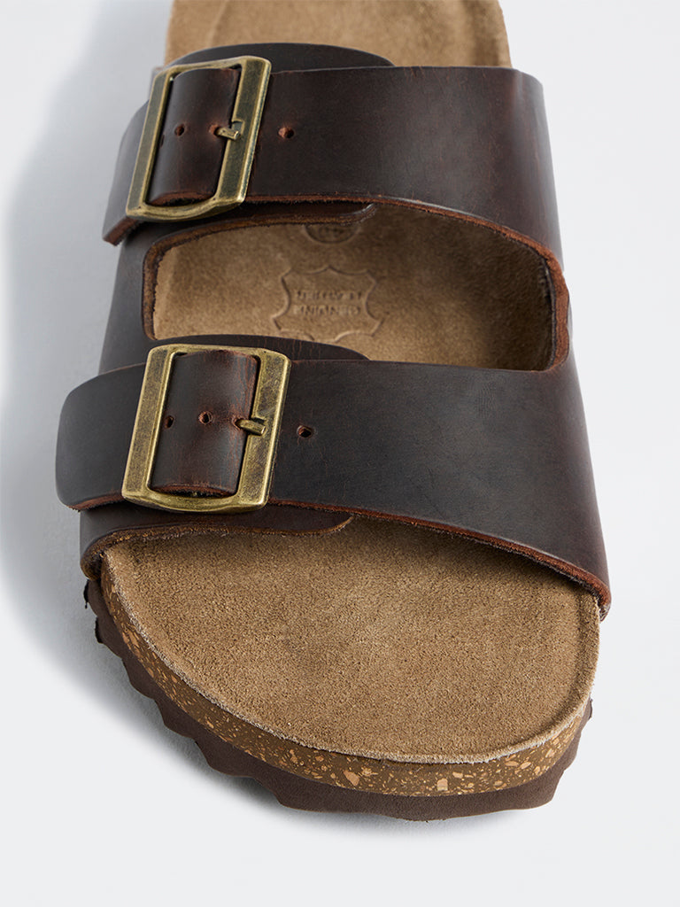 SOLEPLAY Dark Brown Dual-Strap Slip-On Sandals