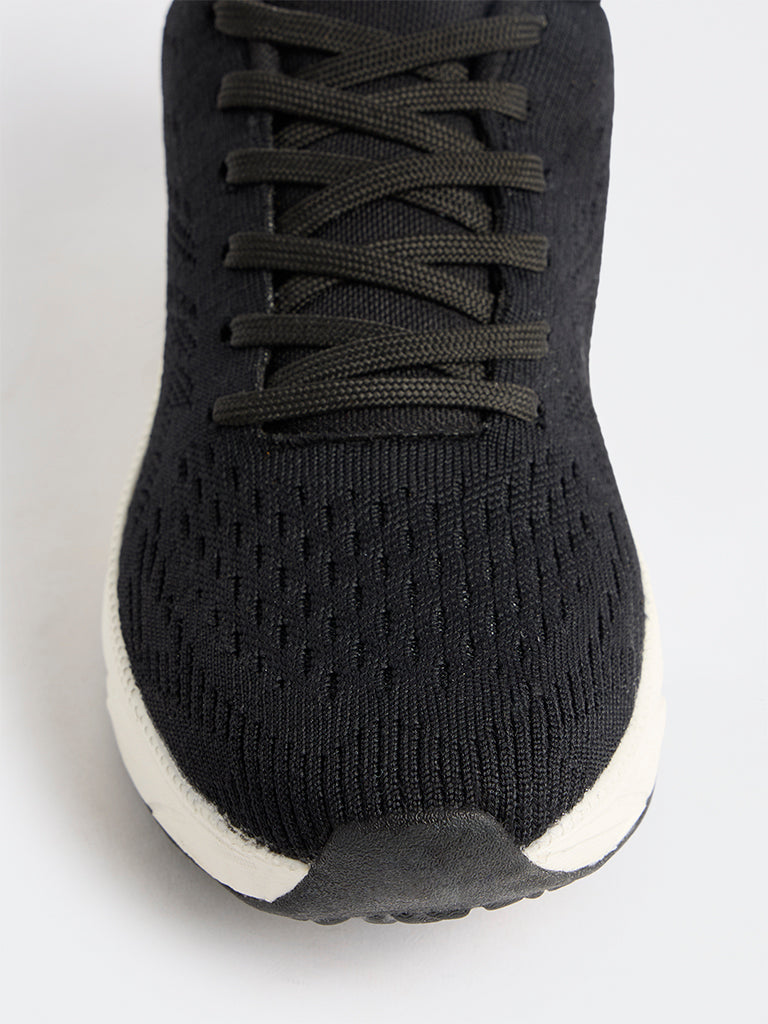 SOLEPLAY Black Knit-Textured Jogger Shoes