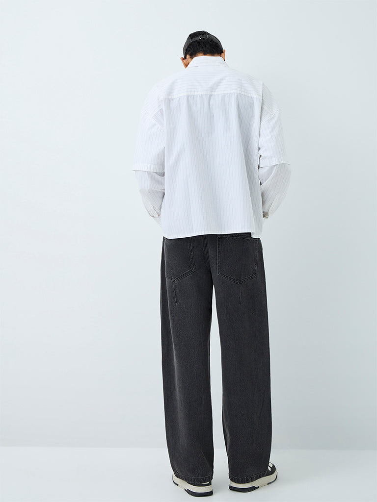Nuon Charcoal Barrel-Fit Mid-Rise Jeans