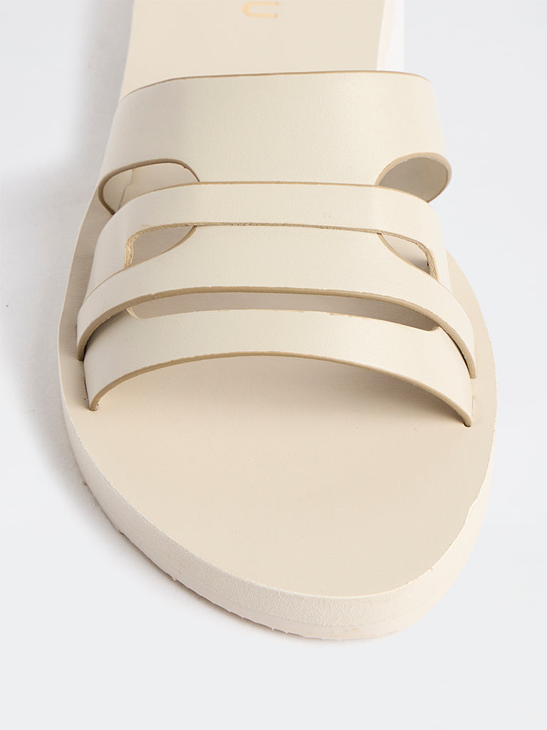 LUNA BLU Ivory Multi-Strap Slides