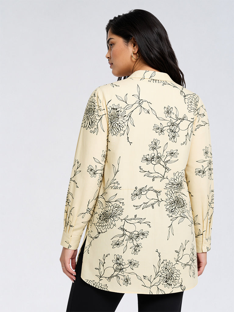 Gia Cream Floral Printed Shirt
