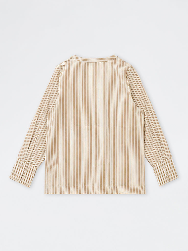 Gia Light Beige Striped Blouse