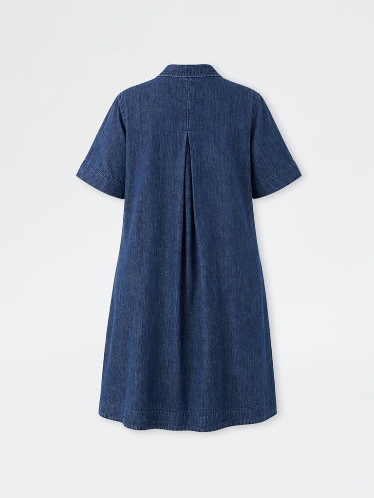 Gia Dark Blue Cotton Straight Dress