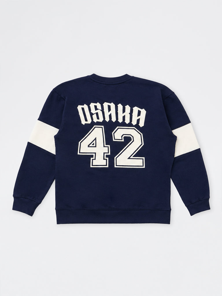 Boys Navy Printed Cotton-Blend Sweatshirt