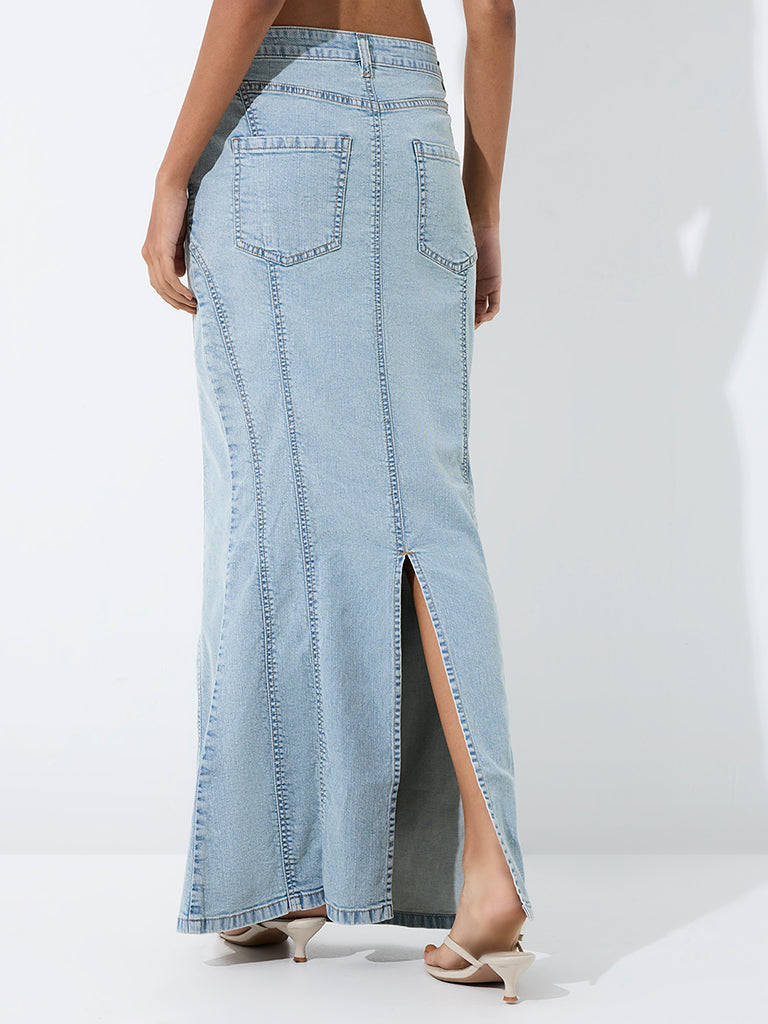 Nuon Mid Blue Mermaid High-Rise Denim Skirt