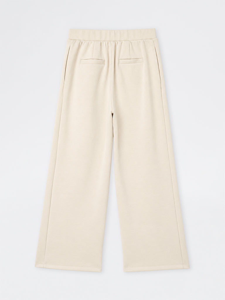 Gia Cream Solid High-Rise Trousers