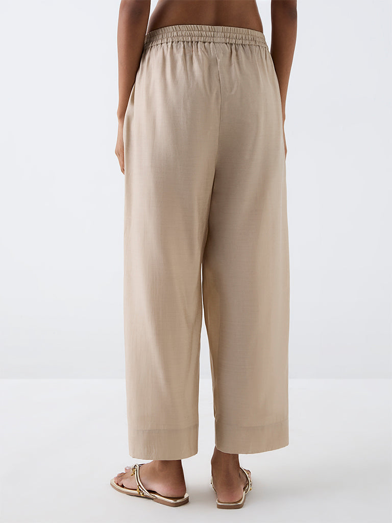 Utsa Taupe Solid Pants