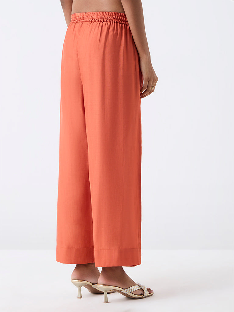 Utsa Orange Solid Pants