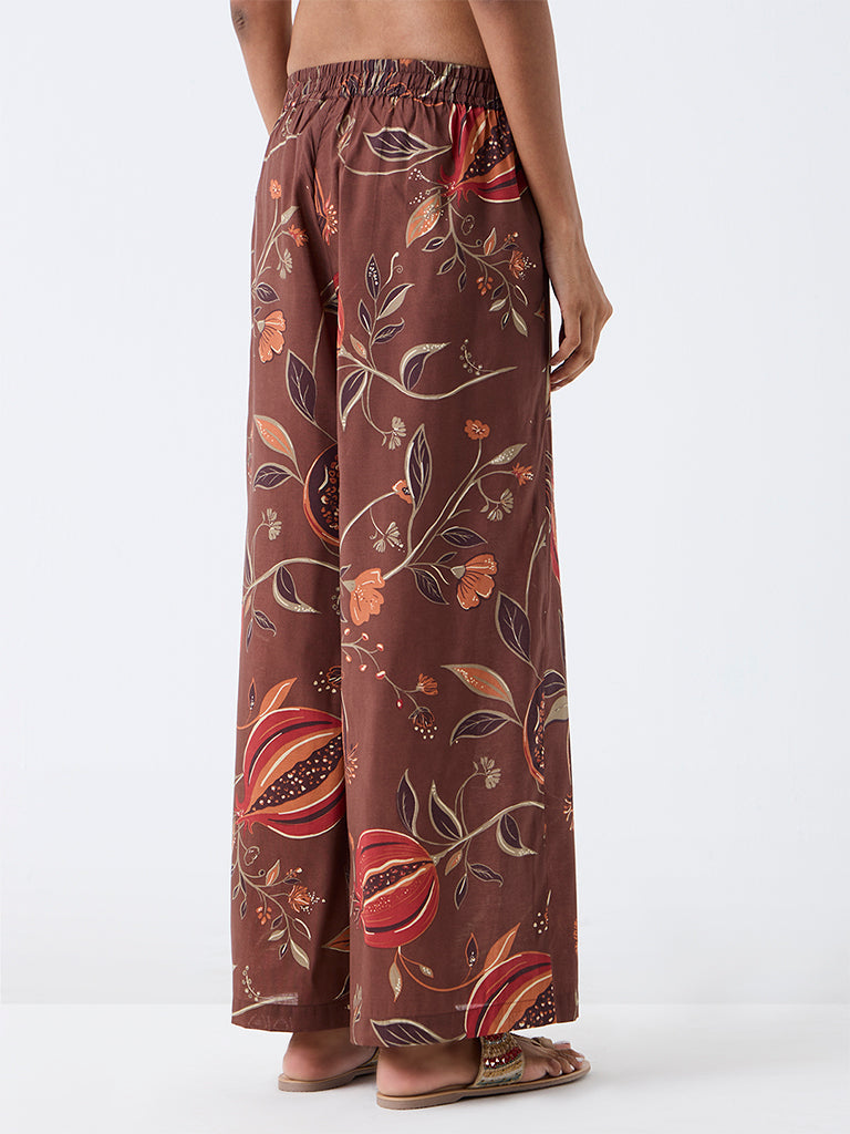 Utsa Brown Anar Printed Pants