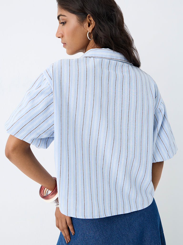 LOV Light Blue Striped Blouse