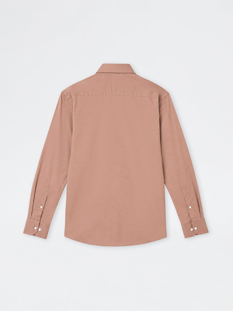 WES Formals Dusty Pink Solid Ultra-Slim Fit Cotton-Blend Shirt