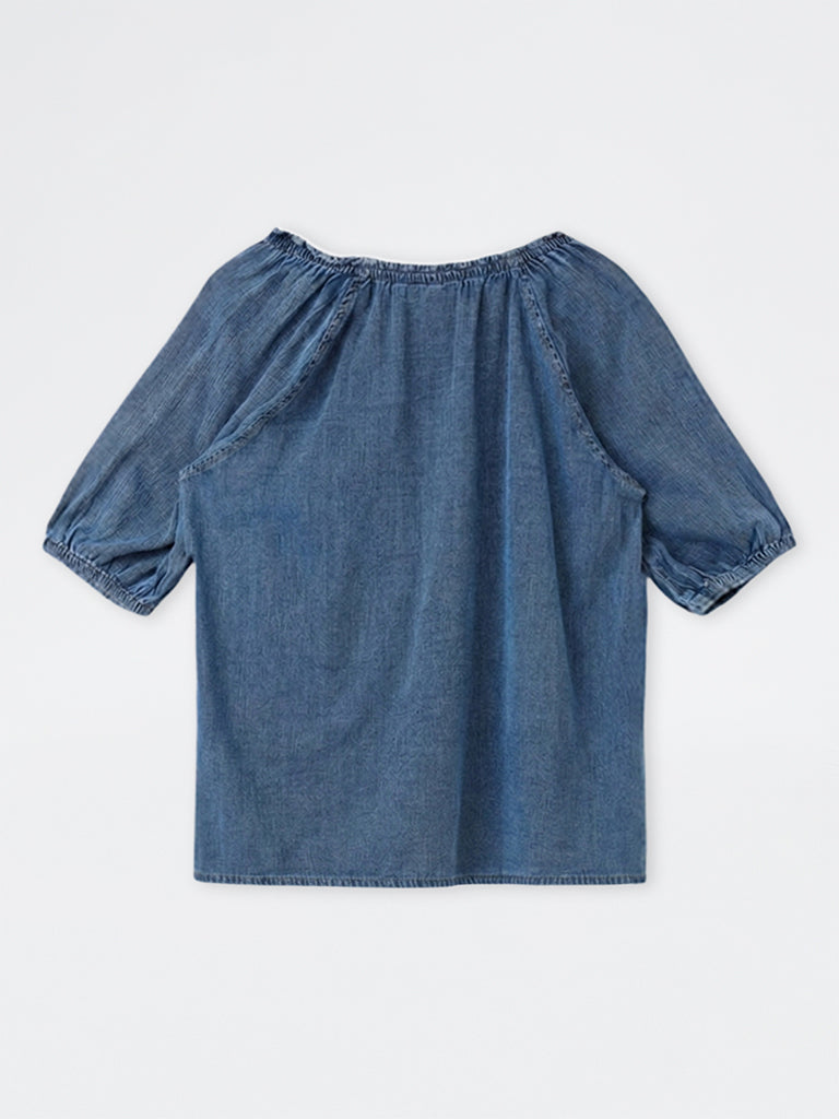Gia Navy Polka-Dot Printed Shirt