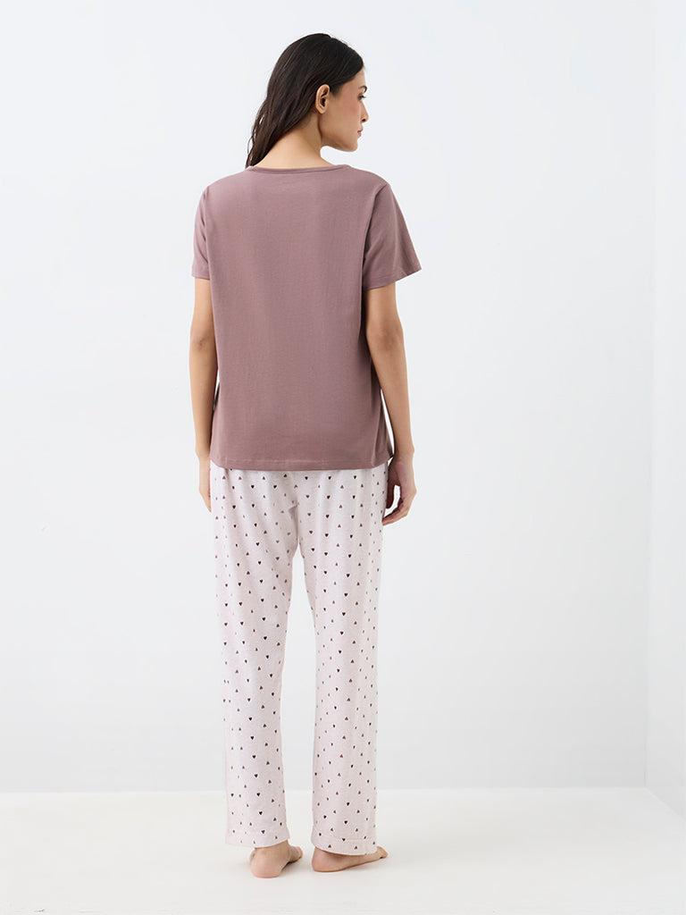 Wunderlove Taupe Teddy Design Cotton T-Shirt