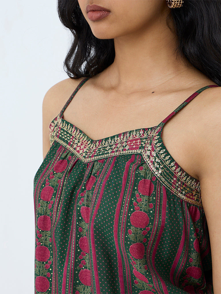 Utsa Green Floral Printed Tunic