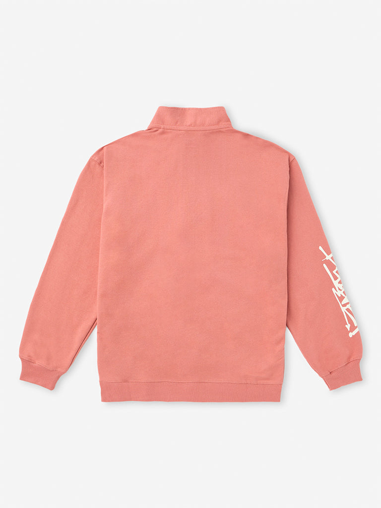 Boys Coral Graphic Printed Quarter-Zip Cotton-Blend Sweatshirt