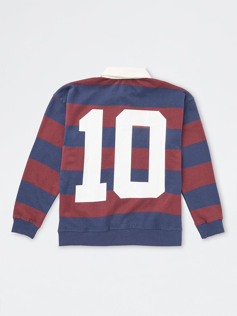 Boys Navy Striped Cotton Sweatshirt