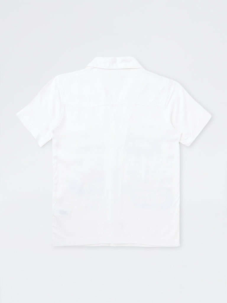 Boys White Graphic Printed Shirt