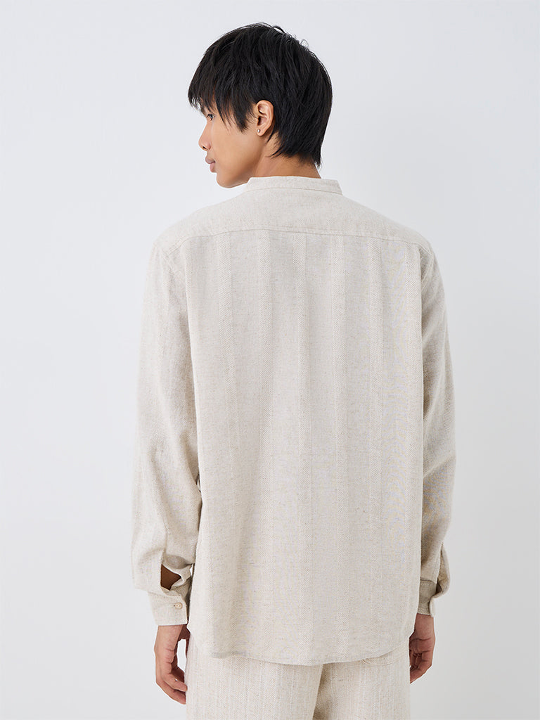 ETA Off-White Striped Embroidered Relaxed-Fit Cotton Shirt