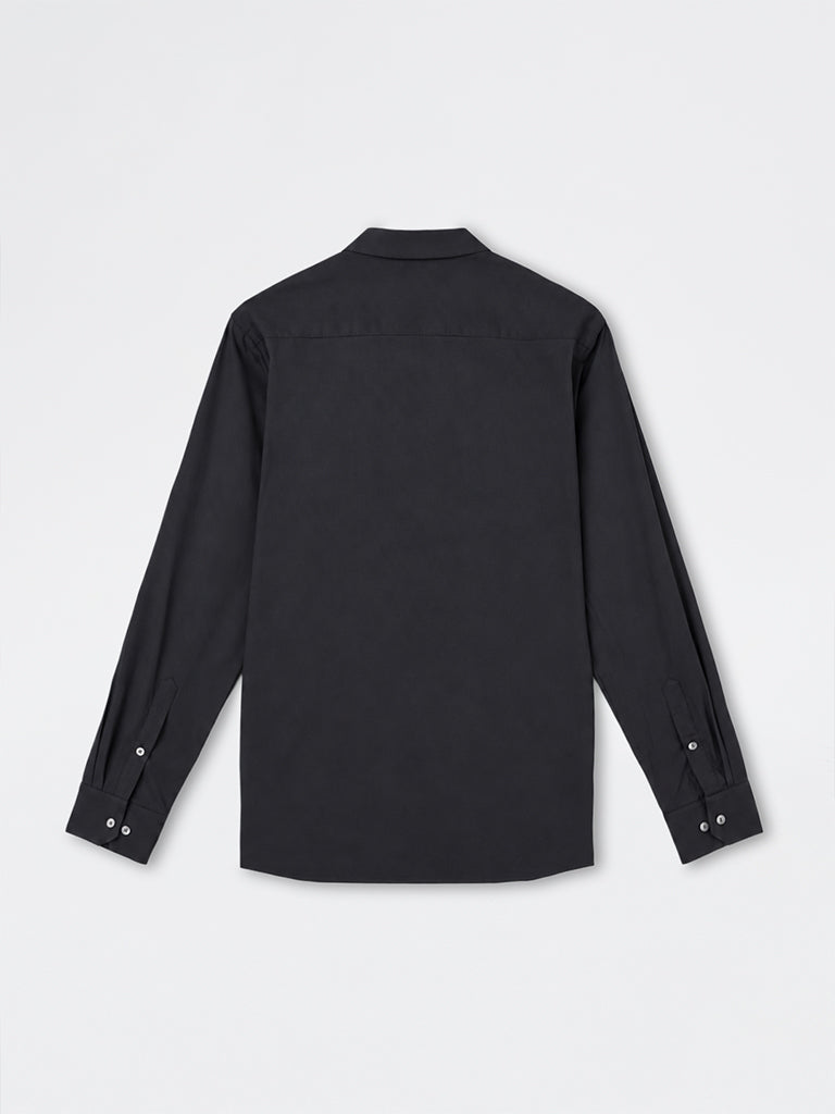 WES Formals Black Solid Slim-Fit Shirt
