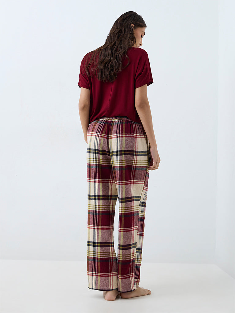 Wunderlove Multicolour Plaid Checkered High-Rise Pants