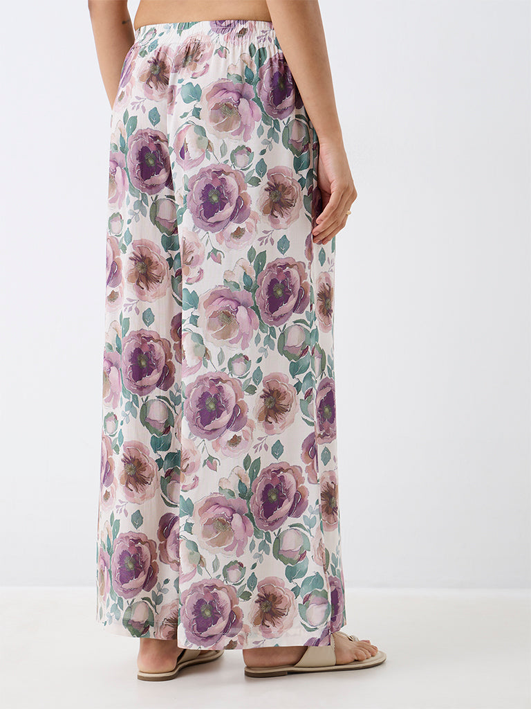 Zuba Multicolour Floral Printed Palazzos