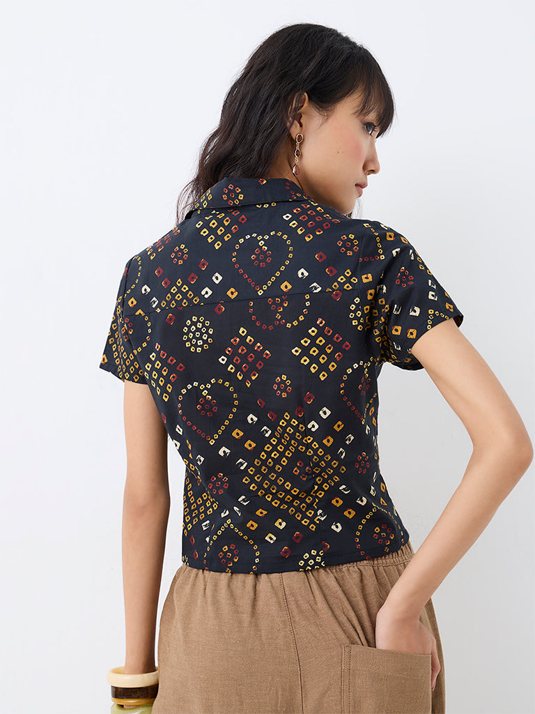 Bombay Paisley Black Bandhani Printed Blouse