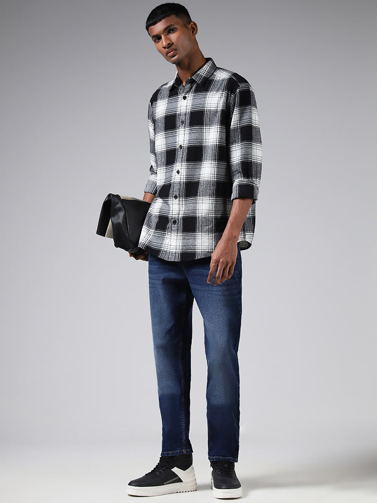 Nuon Dark Blue Straight-Fit Mid-Rise Jeans