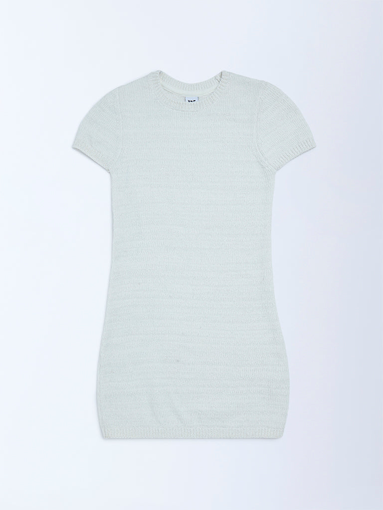 Y&F Kids Girls White Knitted Bodycon Dress