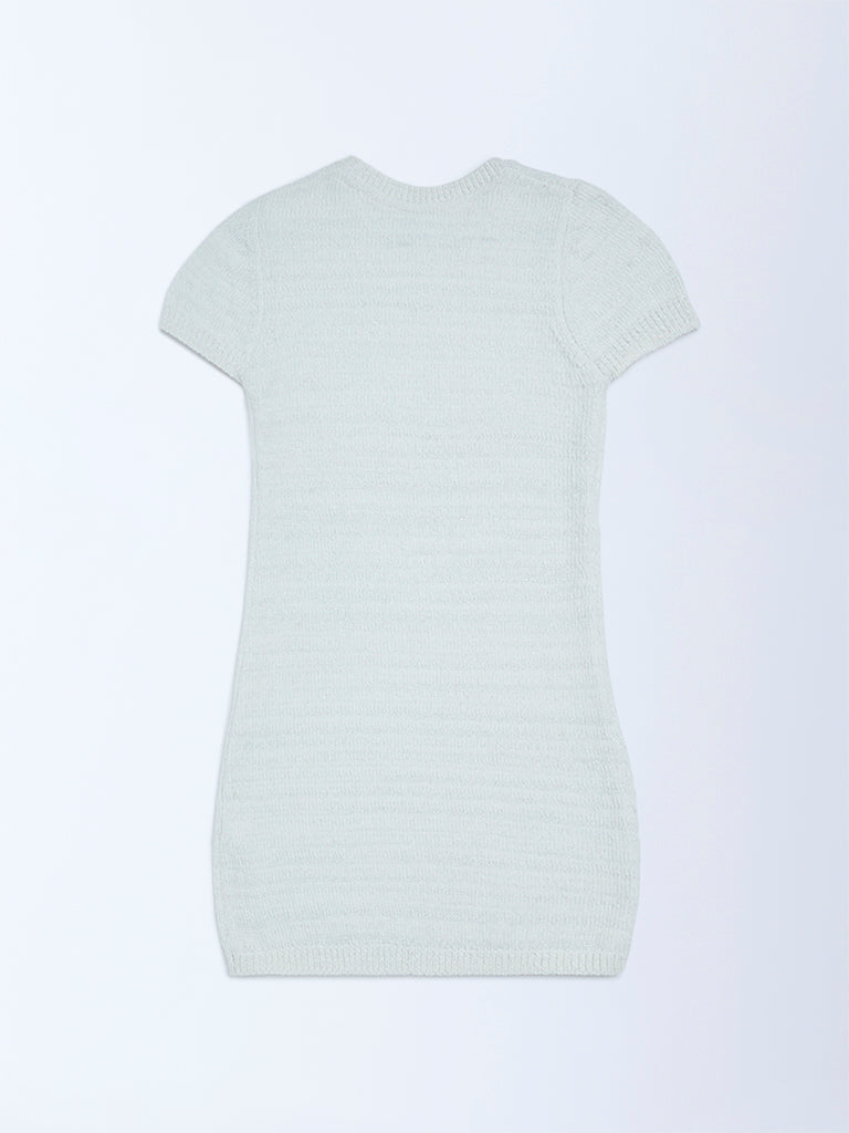 Y&F Kids Girls White Knitted Bodycon Dress