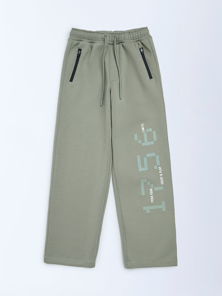 Y&F Kids Boys Sage Printed Mid-Rise Pants