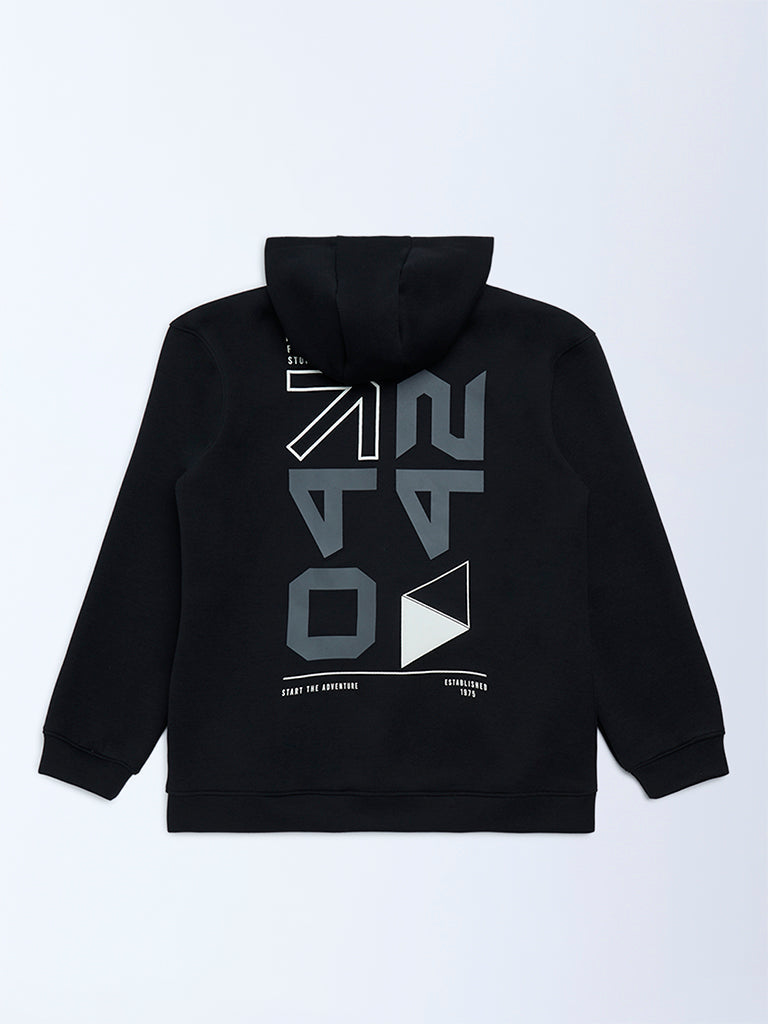 Y&F Kids Boys Black Typographic Jacket