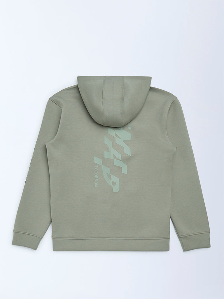 Y&F Kids Boys Sage Printed Hooded Jacket