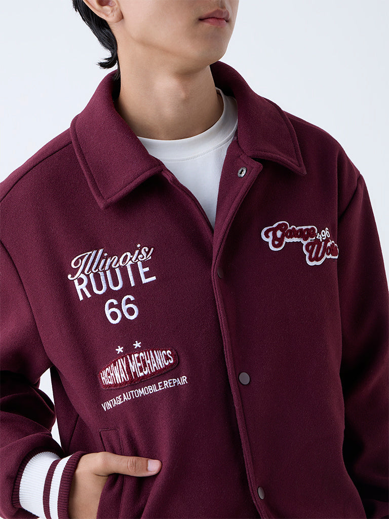 Nuon Wine Typographic Relaxed-Fit Jacket