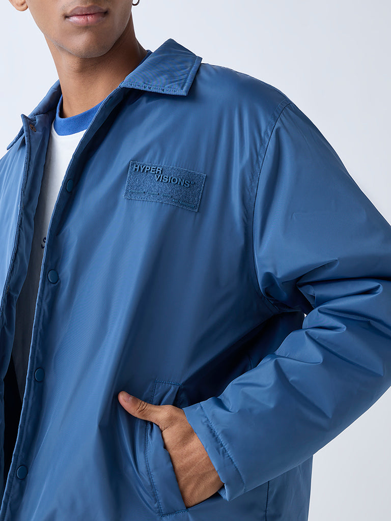 Nuon Blue Solid Relaxed-Fit Jacket