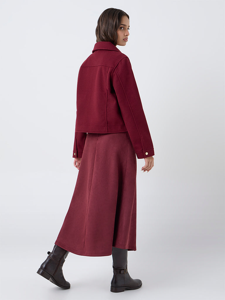 LOV Burgundy Suede A-Line Skirt